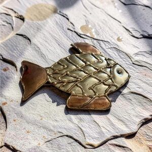 Vintage Silver Copper Brass Fish Pendant/Brooch